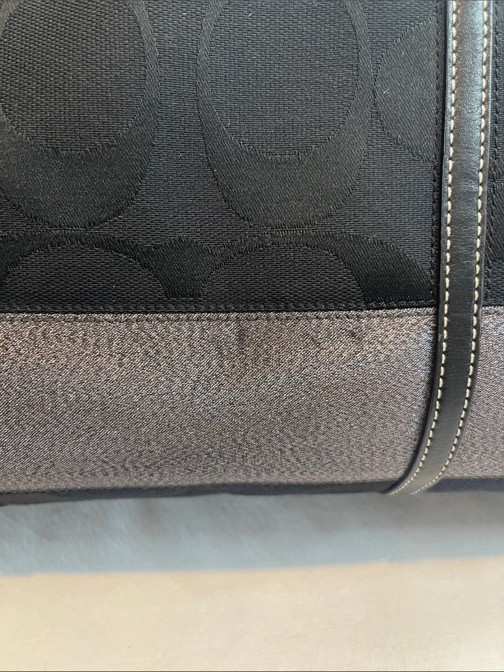 Coach F0767-11099 Signature Tote Black Jacquard Silver Metallic Shoulder Bag - Picture 11 of 11